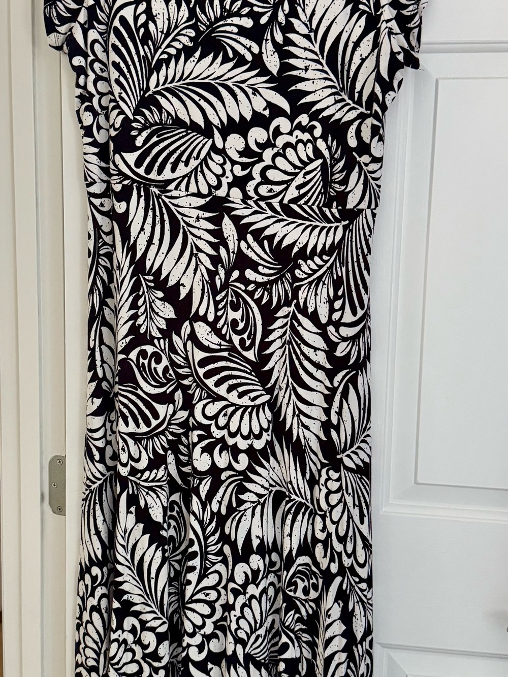 Loft XL Dress Black & Cream Floral Scoop Neck Maxi Dress Ann Taylor - Picture 3 of 4